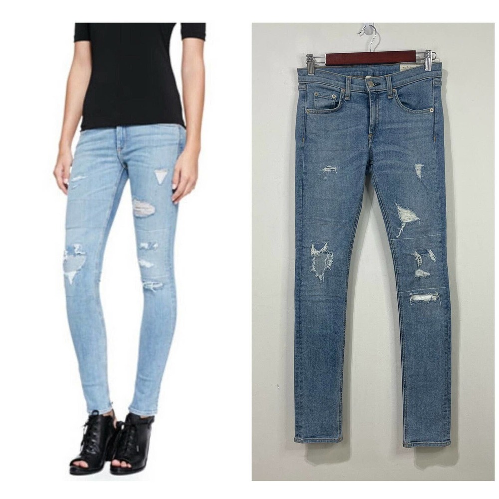 Rag & Bone The Skinny Jeans Size 28 La Costa Blue Distressed